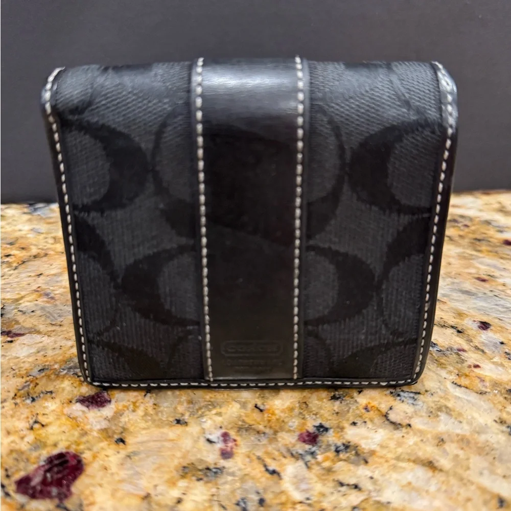 Coach Black Men leather and canvas men wallet - Picture 2 of 8